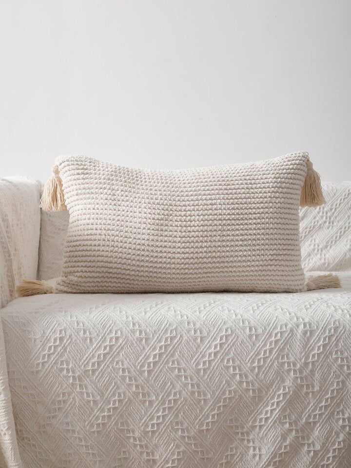 Beige Tassel Cushion Covers