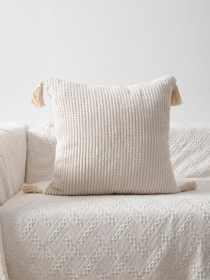 Beige Tassel Cushion Covers