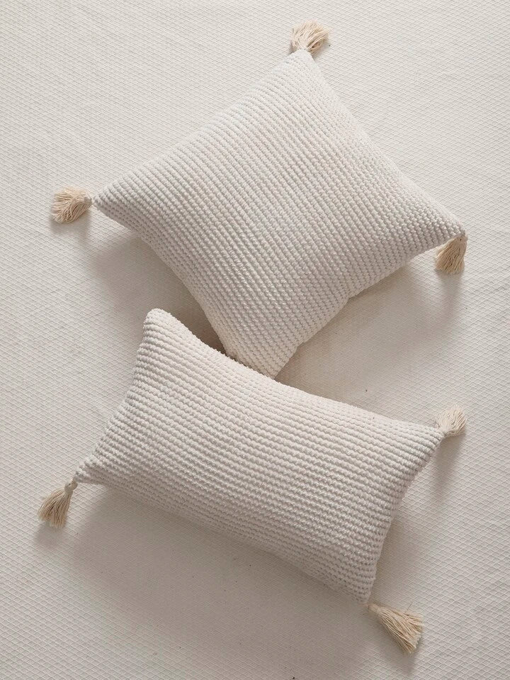 Beige Tassel Cushion Covers